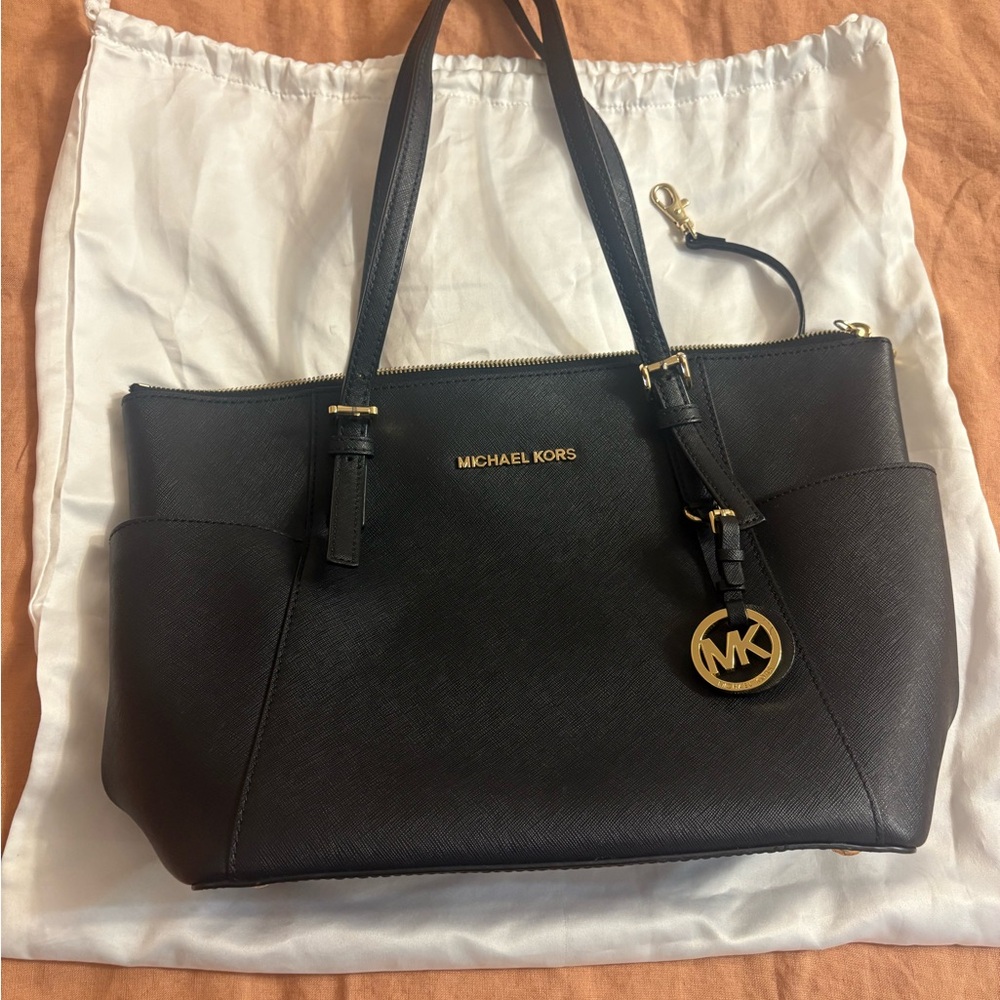 Michael Kors Black Tote with Gold Accents
